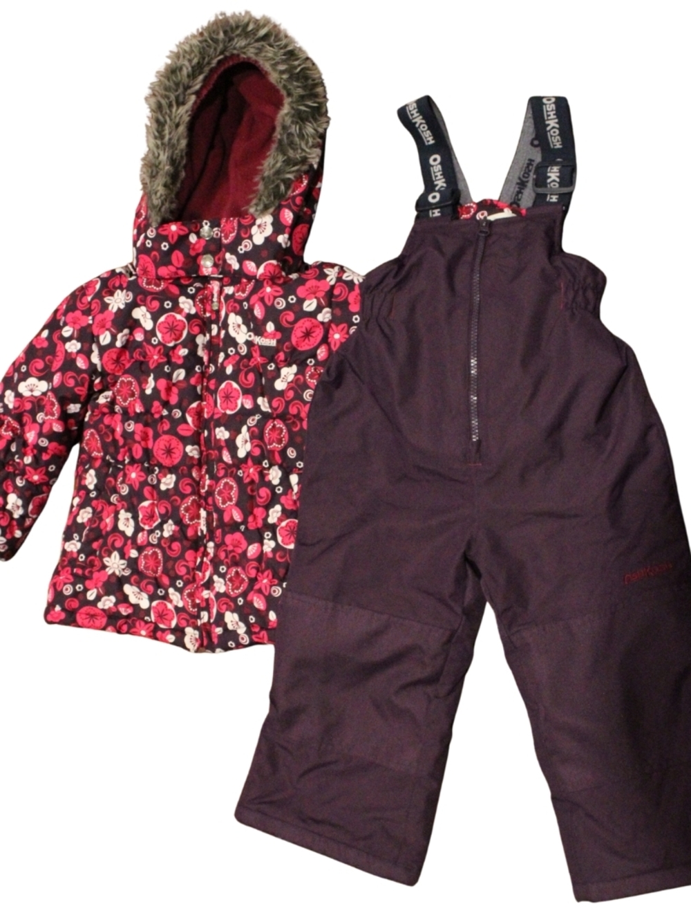 Oshkosh Purple + Maroon Floral Snow Suit Size 3T